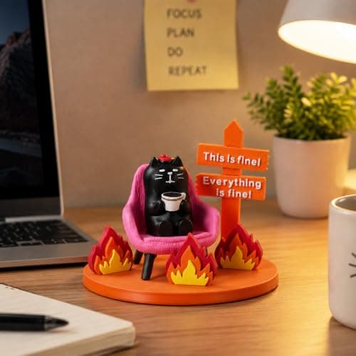 MAYIPLAY Black Cat Gifts for Cat Lovers Women Meme Cat Figurines Funny Desk Decor Gifts for Coworkers Friends Emotional Support Desk Accessories - Thumbnail 6