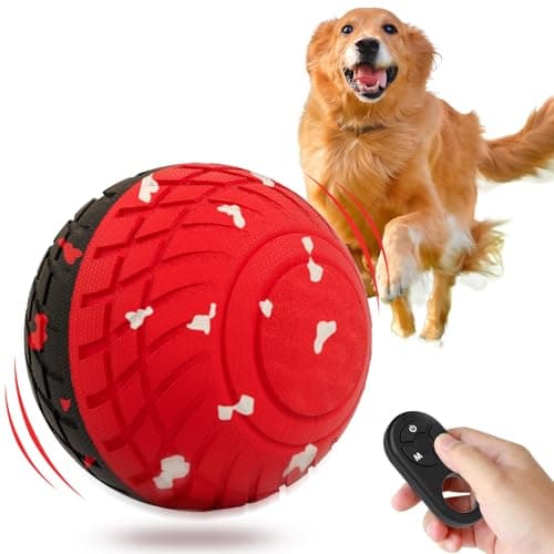 Diman Interactive Dog Ball Toys with Remote Control, E-TPU Matrial, Bouncing Dog Ball, Moving Dog Toys to Keep Them Busy(3.2 Inch, Red Black)