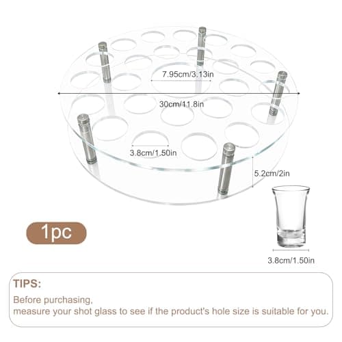 Shot Glass Tray Holder 1.5 Inch Hole Glasses Tray Convenient Serving Tray Wine Cup Organize Rack for Vodka Tequila Whiskey Liquor Gifts Party Weddings Club (25 Hole) - Thumbnail 2