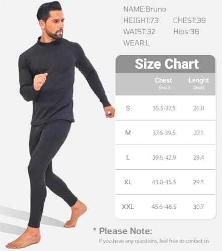 CYPER SUN Men's Fleece Lined Thermal Compression Shirt - 4-Way Stretch Moisture Wicking HeatGrip Base Layer Long Sleeve for Cold Weather Workout Hiking Skiing XX-Large - Thumbnail 5