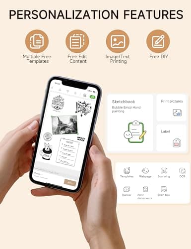 iDPRT Sticker Printer, Portable Sticker Maker Machine, Mini Inkless Bluetooth Thermal Printer for iPhone & Android, Pocket Printer for Labels, Barcodes, DIY Journaling, Kids Gift, Gray - Thumbnail 5