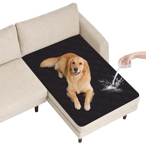 Vmeyiek 100% Waterproof Dog Bed Cover Pet Blanket(42"x50"),7-Layer Reversible Washable Sofa Couch for Furniture Car (Black+Blackish Gray) - Image 1