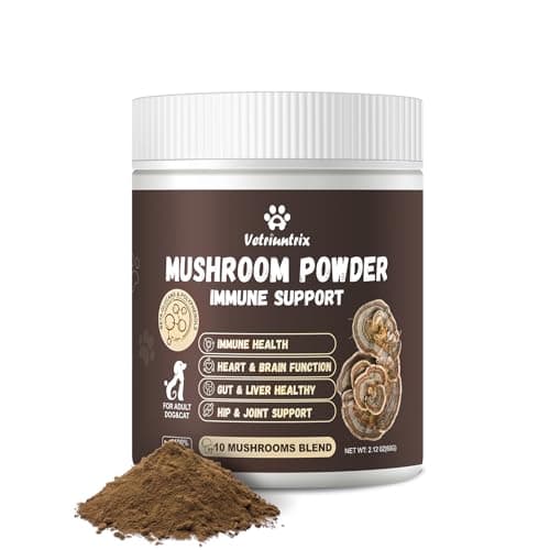 Turkey Tail Mushroom Powder for Dogs, Organic 10 Mushroom Blend for Lipoma Lumps and Bumps, Dog & Cat Herbal Supplements Probiotic with 50% β-Glucan, Joint Gut Immune Skin Support - 60g - Image 1