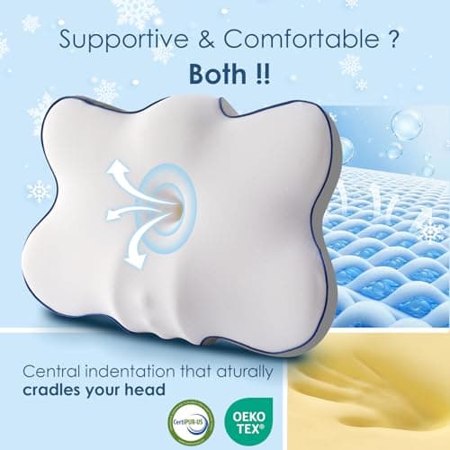 Cervical Neck Pillow for Pain Relief, Ergonomic Side Sleeper Pillow for Neck Support, Cooling Memory Foam Pillows Contour Orthopedic Bed Pillow for Back Stomach Sleepers (White) - Thumbnail 4