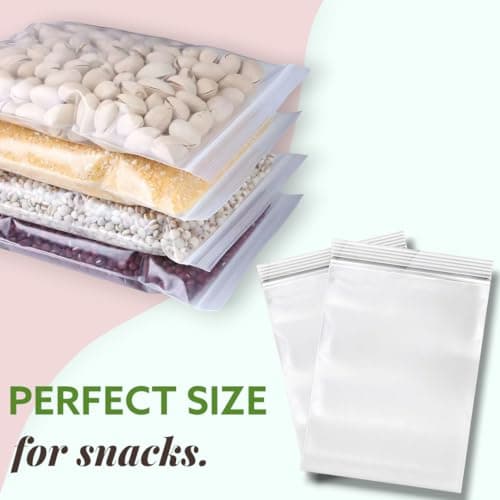 50 Pack Clear Small Plastic Ziplock Bags - 6 Mil Durable Heavy Duty Zipper Bags - Various Sizes (4X4,4X5,5X5) - Resealable Poly Bags for Jewelry Snack Candy Pills & Small Business Packaging (4X5) - Thumbnail 4