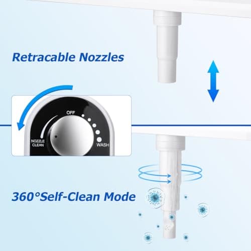 DooLv Hot and Cold Bidet Attachment for Toilet, Ultra-Slim Bidet Attachment Warm Water, Non-Electric Adjustable Pressure Self Cleaning Sprayer Nozzle Control for Posterior, Feminine Wash - Thumbnail 6