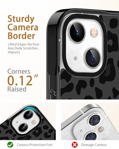 Sholbrak Designed for iPhone 13 Case Cute Cheetah Leopard Pattern Protective Phone Case Cover 6.1" Screen Protector + Camera Lens Protector【2X Military Grade Drop Tested / 6.6ft Drop Protection】 - Thumbnail 5