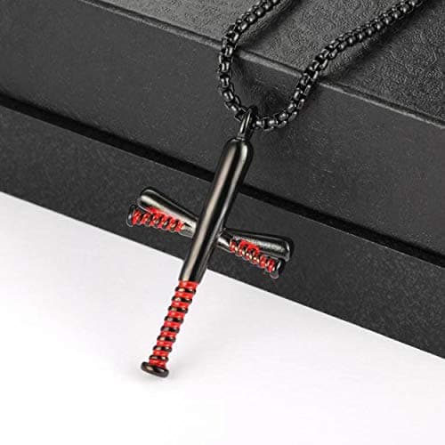 Rehoboth Baseball Bat Stainless Steel Cross Pendant Necklace for Men Women With 24 Inch Black Chain - Thumbnail 4