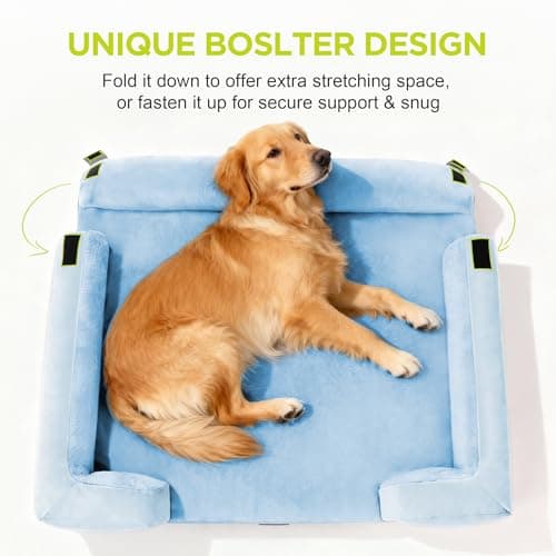Orthopedic Dog Bed for Extra Large Dogs, XXL Waterproof Egg Crate Memory Foam Pet Bed Bolsters with Removable Washable Cover & Non-Slip Bottom, Tennis Ball Toy, 45x35 - Thumbnail 3
