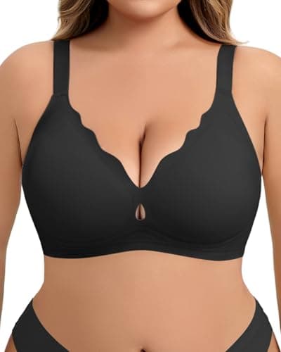 LIIJOO Seamless Wireless Bras for Women with Jelly Support Scalloped Edge Plus Size Bras for Women Invisible Comfort Jelly Bra, Pink, 1XL - Image 1