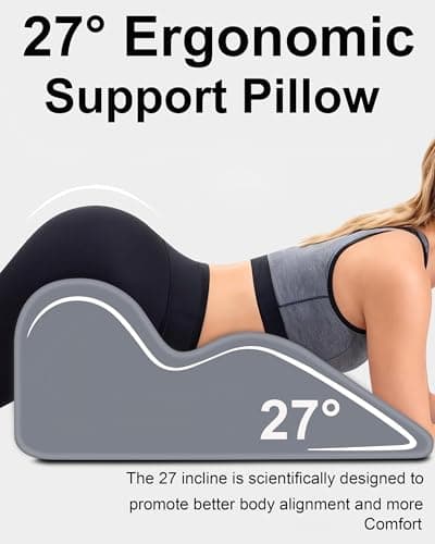 HOMEPAC Ergonomic Memory Foam Wedge Pillow, 27° Angled Support for Neck and Waist, Multi-Position Support Pillow (Grey) - Thumbnail 3