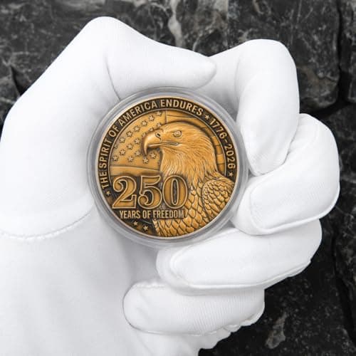 America 250th Anniversary Commemorative Coin,Patriotic Bald Eagle,Liberty Bell & Statue of Liberty Token Honoring U.S. Independence,1776–2026 Patriotic Freedom Challenge Coin - Thumbnail 4