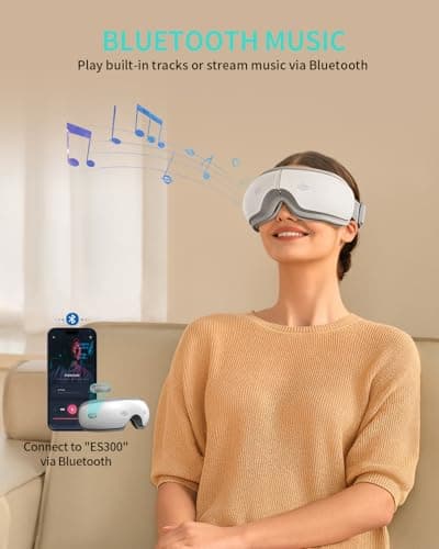 SKG Eye Massager with Heat & Music, Valentine's Day Gifts for Her Him, Foldable Sleep Mask for Migraine & Eye Strain, 5 Massage Modes for Tired Eyes Relax, Birthday Gifts for Dad, Mom, Men, Women - Thumbnail 5