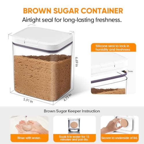 Moryimi Brown Sugar Container Airtight, 2 Quart Brown Sugar Keeper Storage Container with Spoon - Thumbnail 3