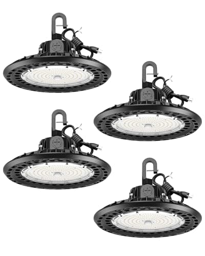 YXL High Bay LED Lights 300W,45,000LM, 3 Adjustable Wattages,High Bay Led Shop Lights for Warehouse Barn Factory,100-277V, Dimmable 0-10V, Waterproof, Commercial Bay Lighting, Super Bright, UL,4 Pack - Image 1