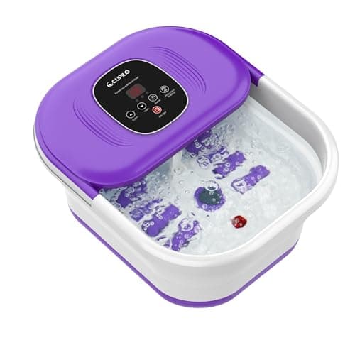 CuPiLo Foot Spa Bath Massager with Heat, Collapsible Foot Massager Spa Soaking Tub with Bubbles, Red Light, Pumice Stone, Shiatsu Massage Rollers, Pedicure Foot Spa for Relaxation, Gifts(Purple) - Image 1