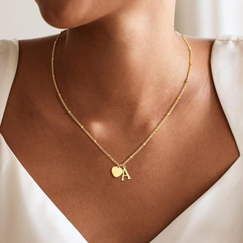 Ritach Initial Necklaces for Women Trendy - Gold Necklace for Women Gifts for Girls Initial Necklace Letter M Heart Necklace for Girls Jewelry for Teen Girl Gifts - Thumbnail 2