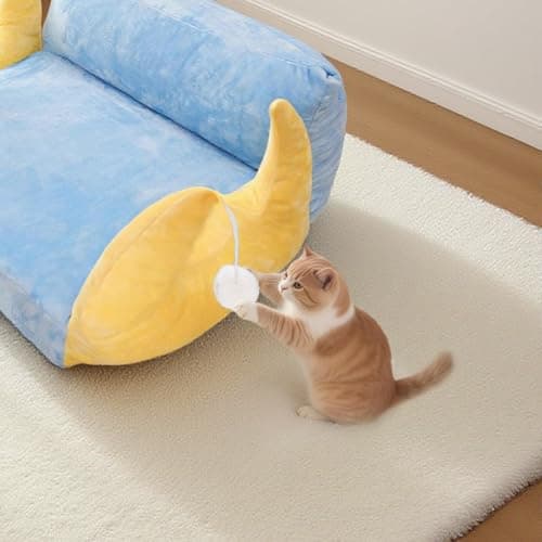 MOYMO Cat Couch with Soft Pillow, Supportive Dog Couch, Cat Sofa with Removable Cover，Cute Moon Shaped, 24 Inch - Thumbnail 4