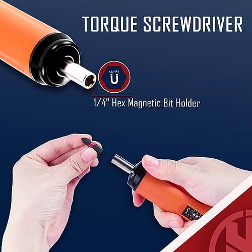 KNINE OUTDOORS Torque Screwdriver Wrench Driver Set 10-70 Inch Pounds lbs for Maintenance with T-bar Handle, 40 Hex Bits, 1/4" Socket, Shaft Extension, For Tools, Bike Repairing and Mounting (Orange) - Thumbnail 5