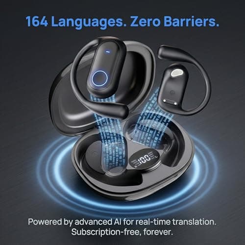 ZOOBELIO Ai Translation Earbuds Real Time - 164 Language Translator Earbuds with Bluetooth 6.1 Audifonos Traductores Inglés Español, 80H Playtime Wireless Headphones for Travel Business Learning - Thumbnail 2