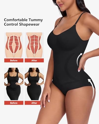POSESHE Women's Seamless Shapewear V-Neck Bodysuit Tummy Control Body Shaper Waist Snatching Bodysuit - Thumbnail 6