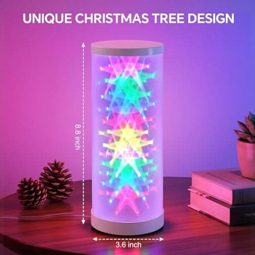 WORLD WIN Prism Glow RGB Table Lamp - Smart Color Changing Night Light for Bedroom, Living Room & Gaming Setup, 16 Million DIY Colors, App Control Lamp for Home Desk Decor (Christmas Tree, White) - Thumbnail 2
