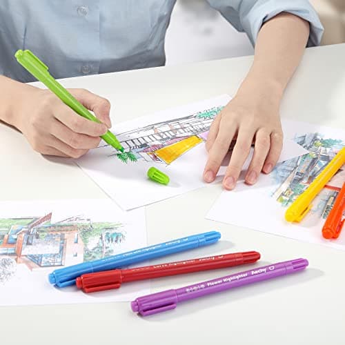 AECHY 8PCS Curve Highlighter Pen Set, Dual Tip Marker Pens with 6 Different Curve Shapes & 8 Colors Mark Lines, Aesthetic Curve Marker Highlighter for Journal Planner School Supplies - Thumbnail 6