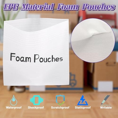 370 Pcs Foam Pouches & Packing Paper for Moving Supplies, 6 Sizes 200 Plate Packing Sleeves Wrap & Large 50 Newsprint Paper (24X13'') with 120 Pcs Fragile Stickers for Dishes Glasses Cup China - Thumbnail 3
