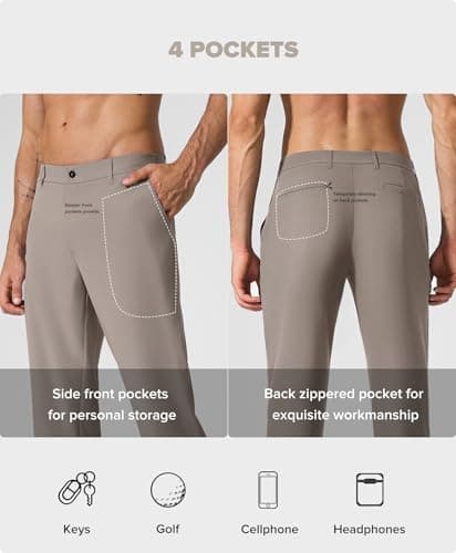 BRXL Men's Stretch Comfy Golf Pants Quick Dry Lightweight Work Casual BrxlMen Pants for Men with Pockets Belt Loops Smoky Gray - Thumbnail 5