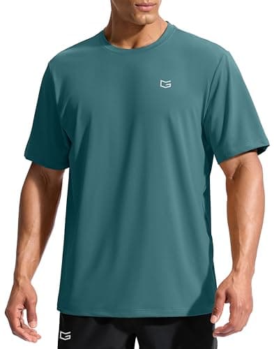 G Gradual Men's Sun Protection Swim Shirt UPF 50+ Rash Guard Short Sleeve Quick Dry Water Hiking Workout Shirts for Men (Teal,L) - Image 1