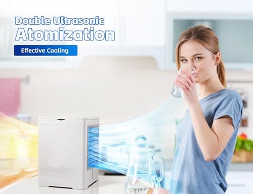 Portable Air Conditioners fan, Evaporative Air Cooler, USB Personal Mini Air Cooler with 3 Wind Speeds & 3 Timers Touch Screen Desktop Cooling Fan for for Home Room Camping Car Office - Thumbnail 4