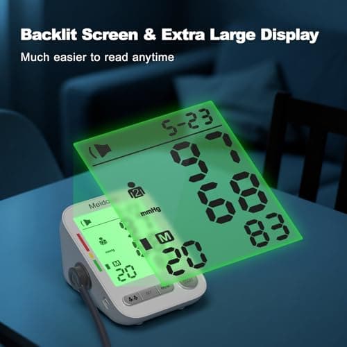 Blood Pressure Monitor for Home Use, Rechargeable Automatic Digital BP Machine with 2 Cuffs (9-17'' & 13-21''), Adjustable Upper-Arm Blood Pressure Cuff, Large LCD Backlit Display, 2x199 Sets Memory - Thumbnail 5