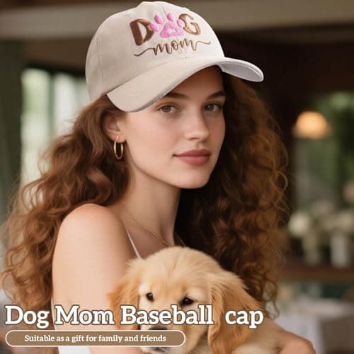 Skdgih Dog Mom Gifts for Women, Adjustable Embroidered Dog Mom Hat for Dog Lovers - Thumbnail 2