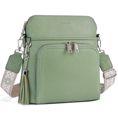 Roulens Crossbody Purse for Women Vegan Leather Medium Crossbody Wallet Bag for Travel Women Shoulder Handbags with Tassel - Image 1