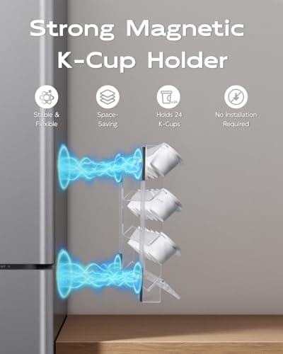 IntreLife K Cup Holder for Fridge, Magnetic Coffee Pod Organizer Holds 24 K Cups, Detachable Acrylic K Cup Organizer with Strong Magnets, Space-Saving Coffee Pod Holder for Kitchen - Thumbnail 3