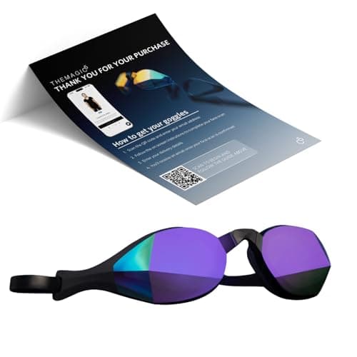 THEMAGIC5 VECTOR Swim Goggles for Men and Women - The World's 1st Custom Fit Swimming Goggles for Adults - QR Code Ships by Mail - Anti-Fog Competitive Racing Pool (VECTOR PURPLE MAGIC MIRROR BLUE)