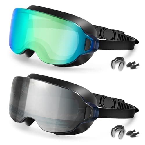 Aegend 2-Pack Swim Goggles for Youth&Adults(Small Faces),Frameless Wide View No-Leaking, Anti-Fog/UV for Teens Swimming