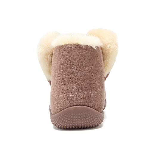 KEESKY Snow Boots for Baby Boys Toddler Size 6 Chestnut Suede Fur Lined Winter Warm Kids Footwear Shoes - Thumbnail 6