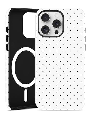 Aitipy Magnetic Polka Dot Phone Case for iPhone 14 Pro Max, Compatible with MagSafe, Cute White Polka Dots Aesthetic Soft TPU and Hard PC Shockproof Protective Phone Cover for Women Girls-Shiny