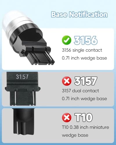 Noobibaba 3156 LED Bulb S8 Wedge LED Bulb, 12V 24V 2W 3156 S8 Landscape Light Bulbs for Outdoor Pathway Driveway Lights, 15W Halogen Bulbs Replacement Warm White 2700K 6-Count - Thumbnail 3