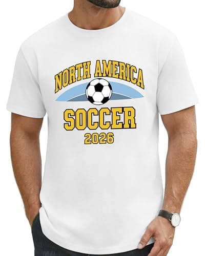 Aiyino 2026 Soccer Fan T Shirt Men USA Canada Mexico Graphic Tee Game Day Stadium Party Shirt Gift White SoccerS - Image 1