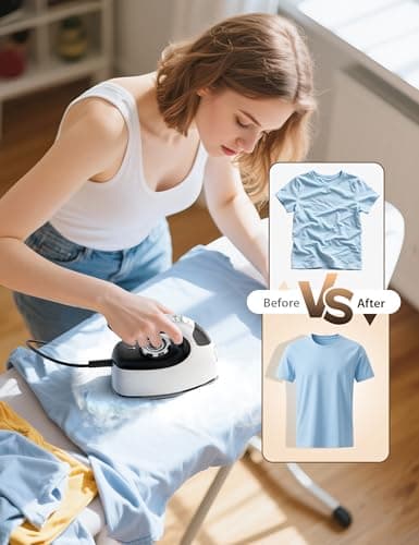 Sundu 1000W Mini Travel Steam Iron, Portable Small Iron for Quilting & Sewing, Non-Stick Soleplate, 300 Steam Holes, 90ml Tank, Safety Base & Digital Temperature Control-Black White - Thumbnail 6