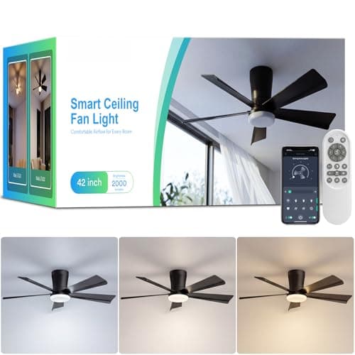 GRACEGLIDE 42 Inch Ceiling Fans with Lights, App and Remote Control, Black - Image 1