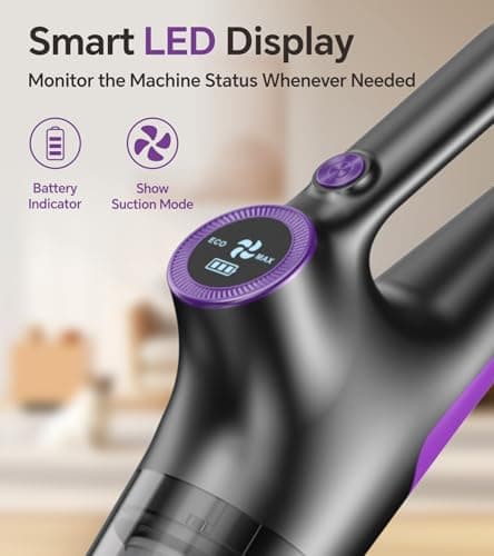 AbuDodo Cordless Vacuum Cleaner, Stick Vacuum Cordless Rechargeable with Powerful Suction and LED Display, Portable Vacuum Cleaners for Home, Wireless Vacuum for Hardwood Floor Carpet Pet Hair, Black - Thumbnail 3