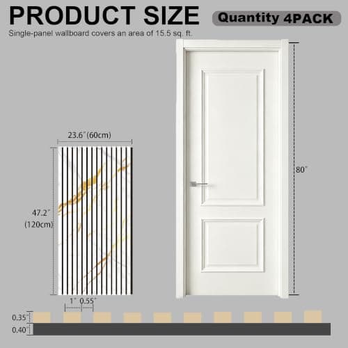 4 Packs Acoustic Wall Panel, 47.2"x23.6" Wood Slat Sound Absorbing Panel, Sound Proofing Panels for Office,Home Theater,Studio, Faux Marble - Thumbnail 2