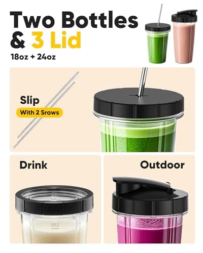 Befano Blender for Smoothies,1200W High-Power Blenders for Kitchen,11 Pcs Smoothie Maker Set with 18oz and 24oz Travel Cups,Ice Crushing, Shakes & Grinding, Ready in 60 Seconds for Home & On-the-Go - Thumbnail 4