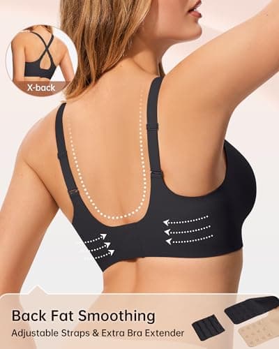 LetsJoli Black Bra Wireless Bras for Women No Underwire Seamless Support and All Day Comfort Tshirt Bras Early Fall Fashion(Black L) - Thumbnail 4