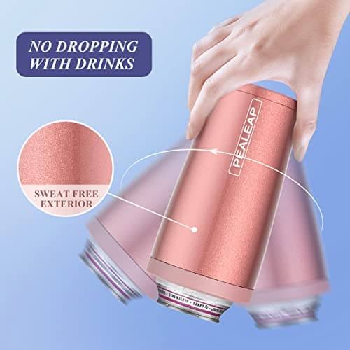 4 in 1 Insulated Slim Can Cooler for 12 OZ Cans and Beer Bottle - Keep 8 Hours Cold, Easy to Hold - Stainless Steel Can Holder, Double Walled Can Insulator for Hard Seltzer and More (Rose Gold) - Thumbnail 4