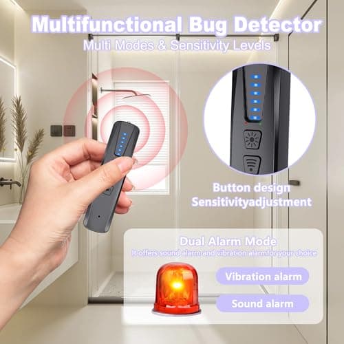 JZDCB Hidden Camera Detector & GPS Tracker Finder | Spy Camera Detector with RF Signal Detection for Travel, Hotel, Car | Anti-Spy Bug Detector & Wireless Camera Finder(Black) - Thumbnail 6