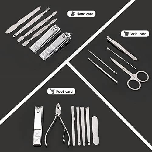 Nail Clippers Kit Women's Accessories,Manicure Pedicure Kit Professional Grooming Kits,Nail Care Tools with Travel Case Gifts for Men Women - Thumbnail 6